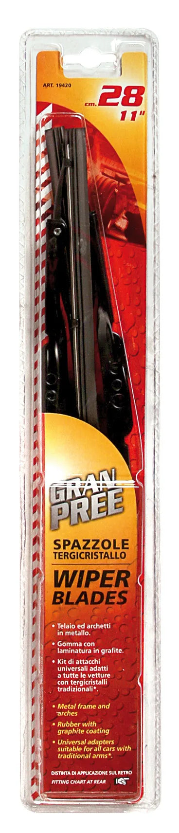 La confezione di Gran-Pree, spazzole tergicristallo