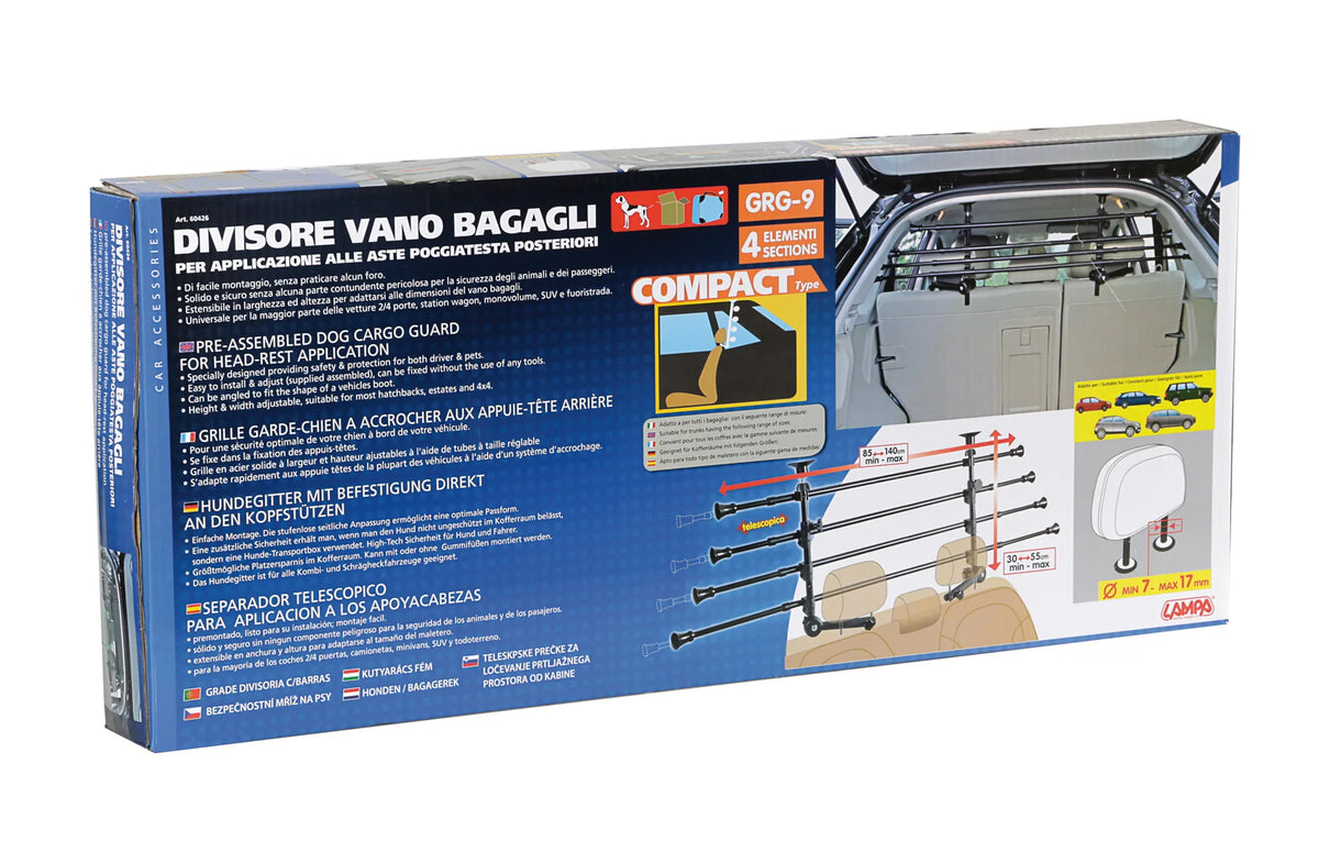 La confezione di GRG-9 Compact, griglia divisoria telescopica 4 elementi,
