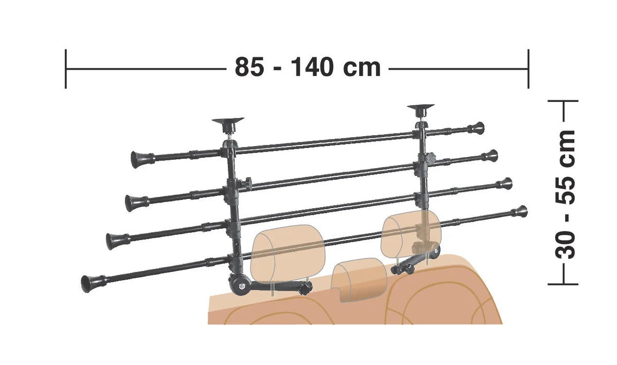 Disegno tecnico quotato di GRG-9 Compact, griglia divisoria telescopica 4 elementi,, con le misure