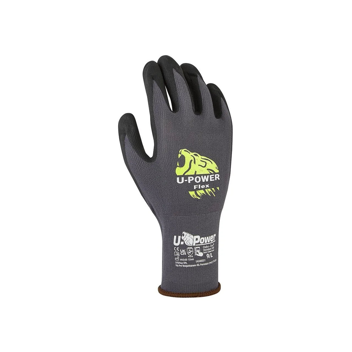 Guanti da lavoro per rischi meccanici U-Power FLEX Grey/Black