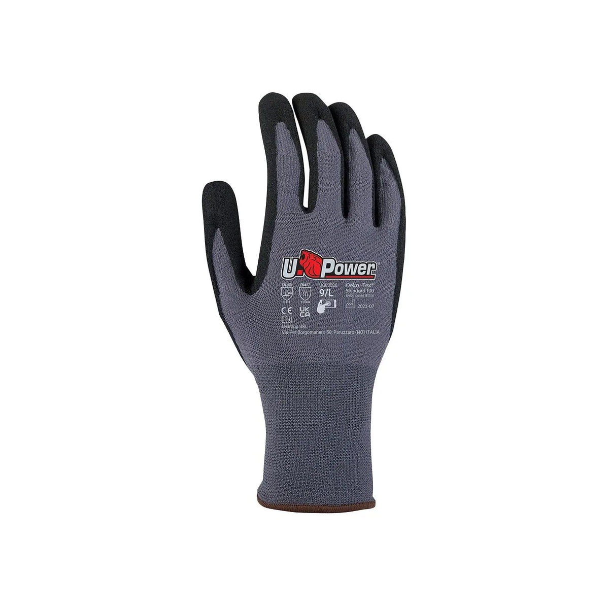 Guanti da lavoro per rischi meccanici U-Power MERENGUE Grey/Black