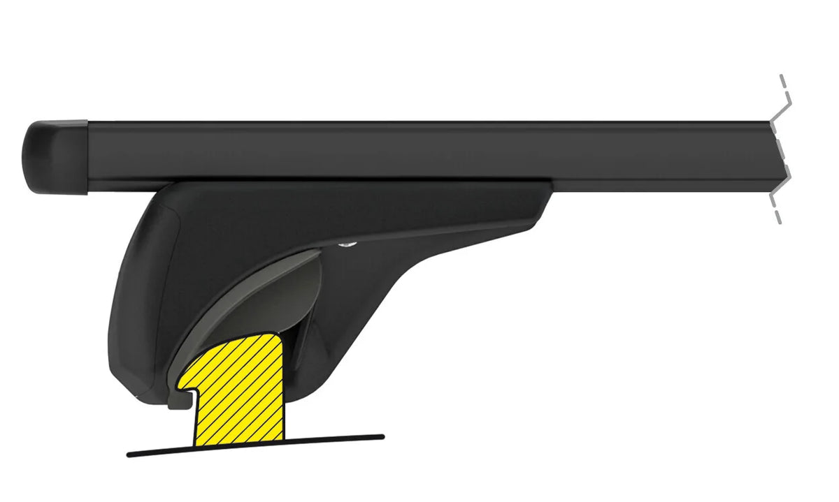 Disegno tecnico quotato di Helio Black In-Rail, set completo barre portatutto in, con le misure, vista 2