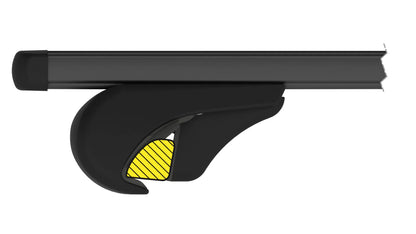 Disegno tecnico quotato di Helio Black Rail, set completo barre portatutto in alluminio, con le misure, vista 2