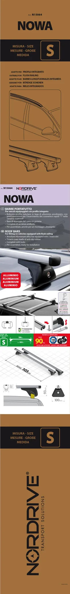 La confezione di Helio In-Rail, set completo barre portatutto in alluminio