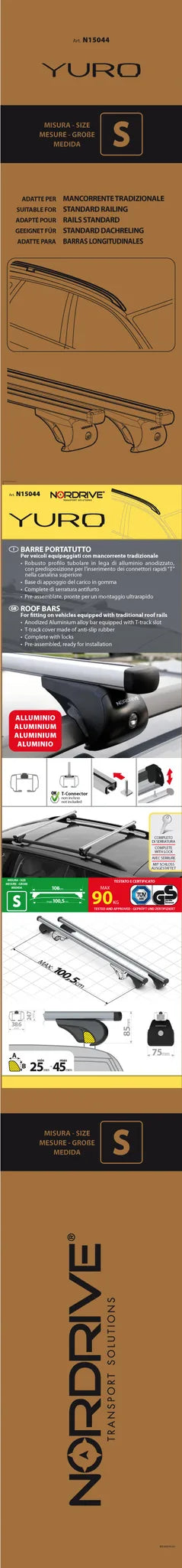 La confezione di Helio Rail, set completo barre portatutto in alluminio