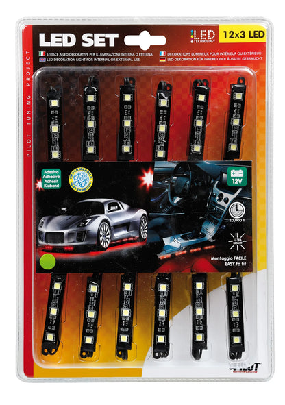 La confezione di Hyper-Led Set 12x3, strisce decorative a led