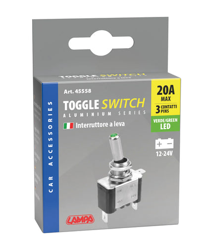 La confezione di Interruttore a leva, in alluminio con spia a Led, vista 2