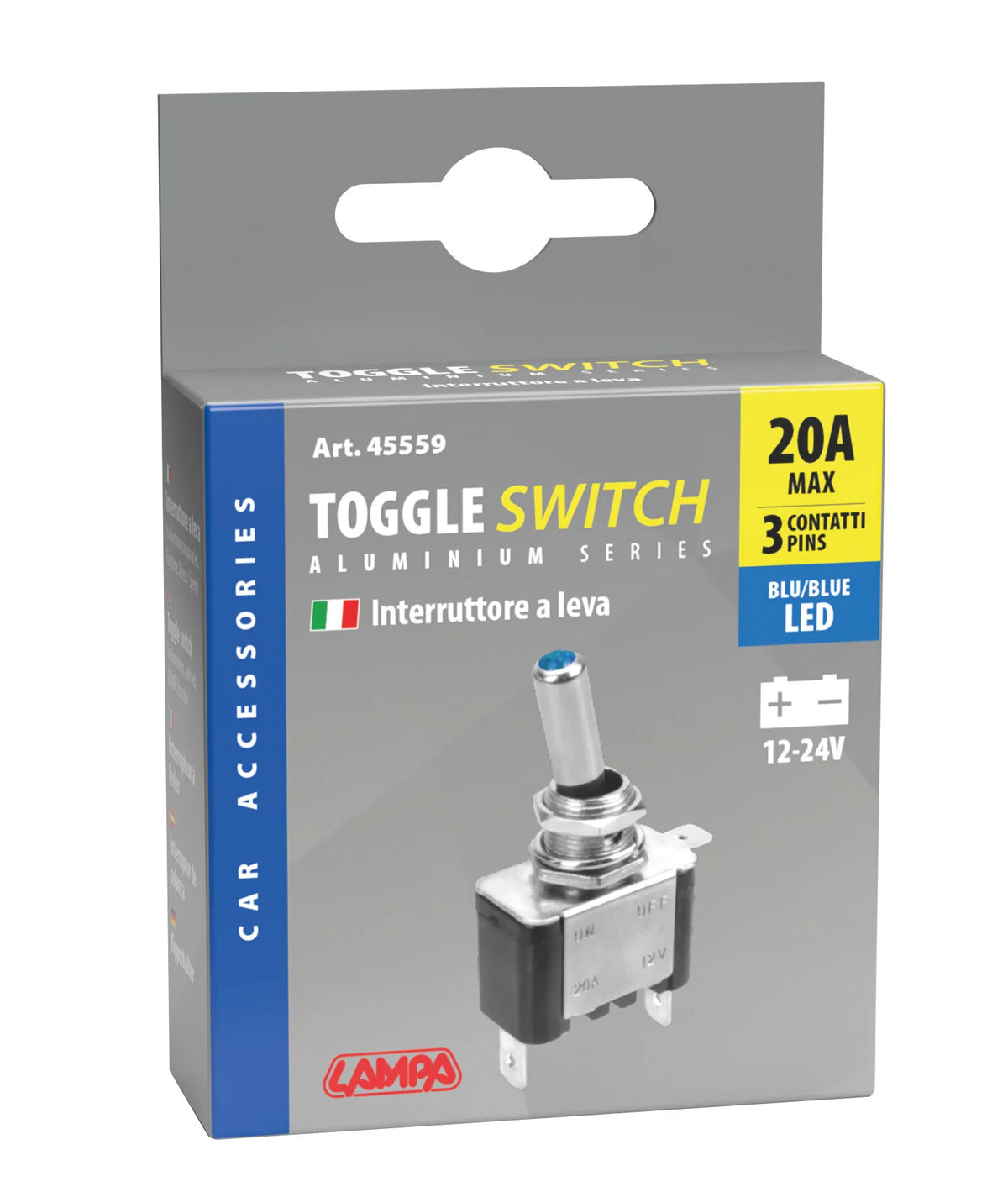 La confezione di Interruttore a leva, in alluminio con spia a Led, vista 3