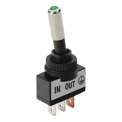 Interruttore a leva tipo Racing, in alluminio con spia a Led — 20A max. Funzione:Acceso/Spento. 3 contatti. Foro Ø 12 mm.…
