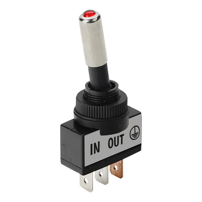 Interruttore a leva tipo Racing, in alluminio con spia a — 20A max. Funzione:Acceso/Spento. 3 contatti. Foro Ø 12 mm.…