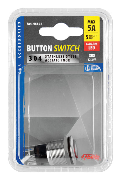 La confezione di Interruttore a pulsante con spia a Led, 12/24V