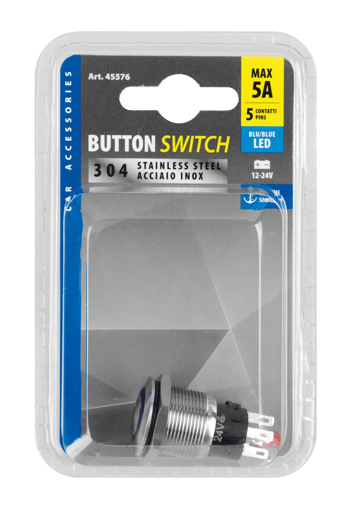 La confezione di Interruttore a pulsante con spia a Led, 12/24V, vista 3