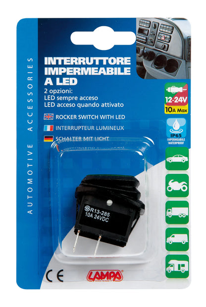 La confezione di Interruttore impermeabile con spia a Led, vista 3