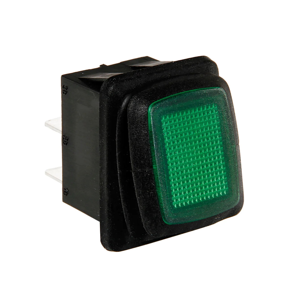 Interruttore impermeabile con spia a Led su fondo bianco, vista 3