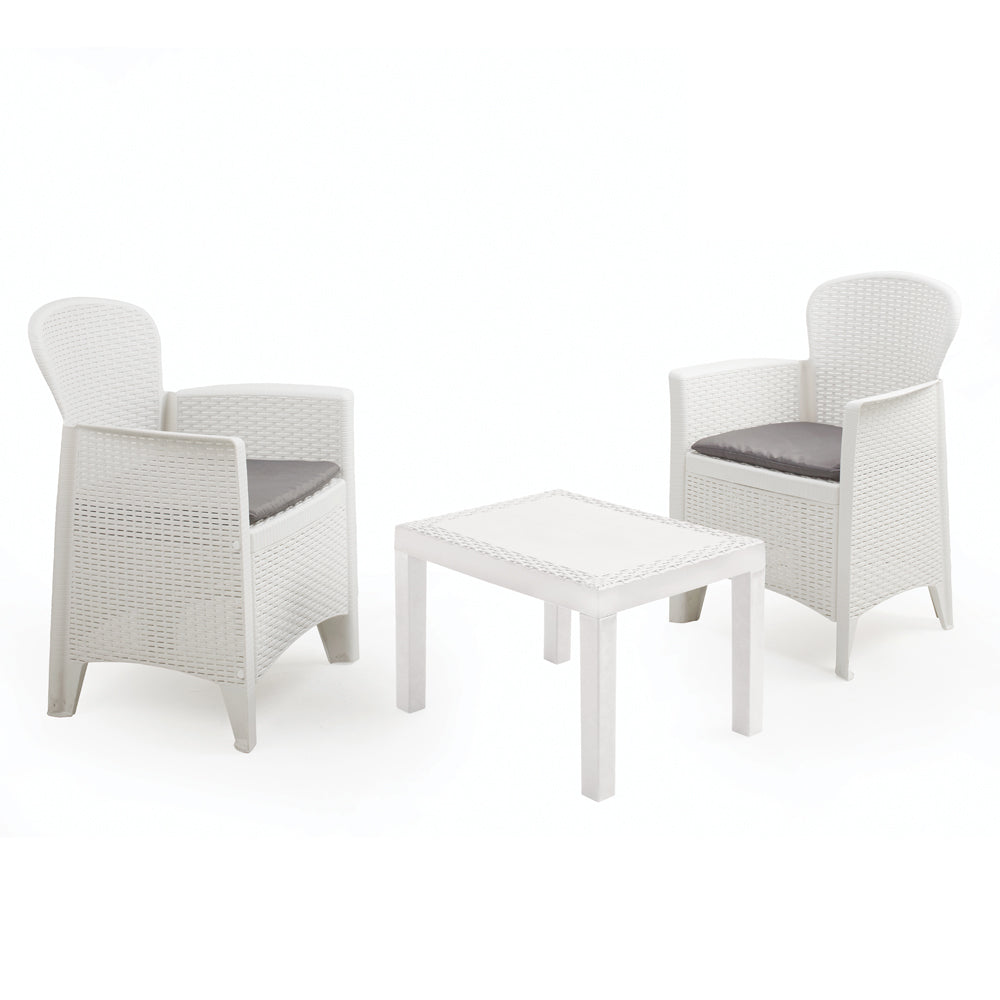 Set Giardino Akita 2 Posti - Polipropilene Antracite, Cuscini Inclusi, Made in Italy, Per Esterno/Interno