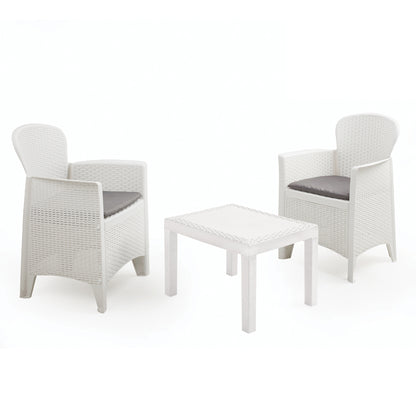 Set Giardino Akita 2 Posti - Polipropilene Antracite, Cuscini Inclusi, Made in Italy, Per Esterno/Interno