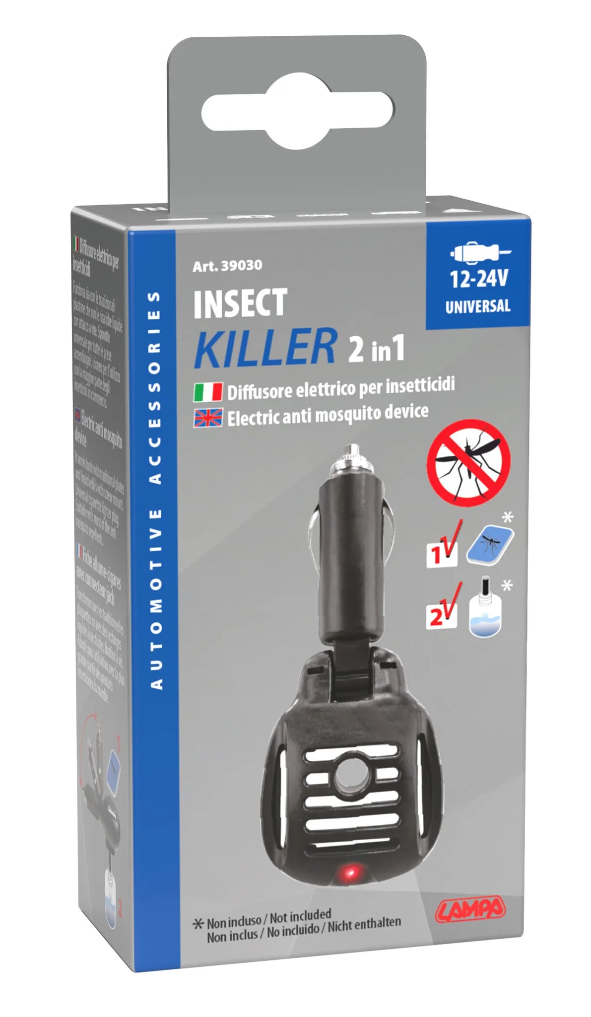 La confezione di Killer 2 in 1, diffusore elettrico per insetticidi, 12/24V