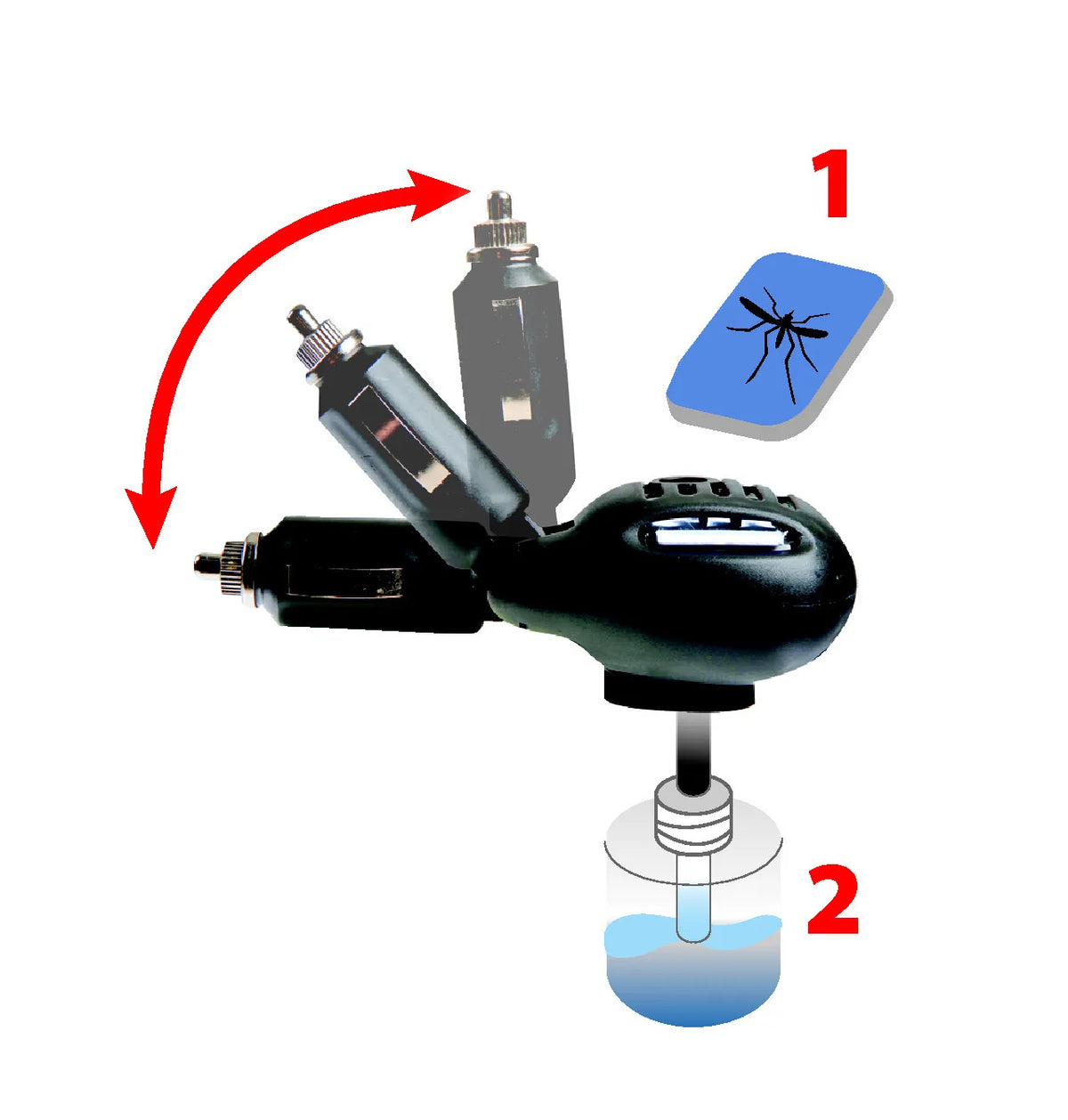 Disegno tecnico quotato di Killer 2 in 1, diffusore elettrico per insetticidi, 12/24V, con le misure