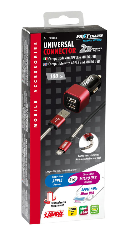 La confezione di Kit 2 in 1 Universal (Apple 8 pin / Micro Usb) - Fast Charge