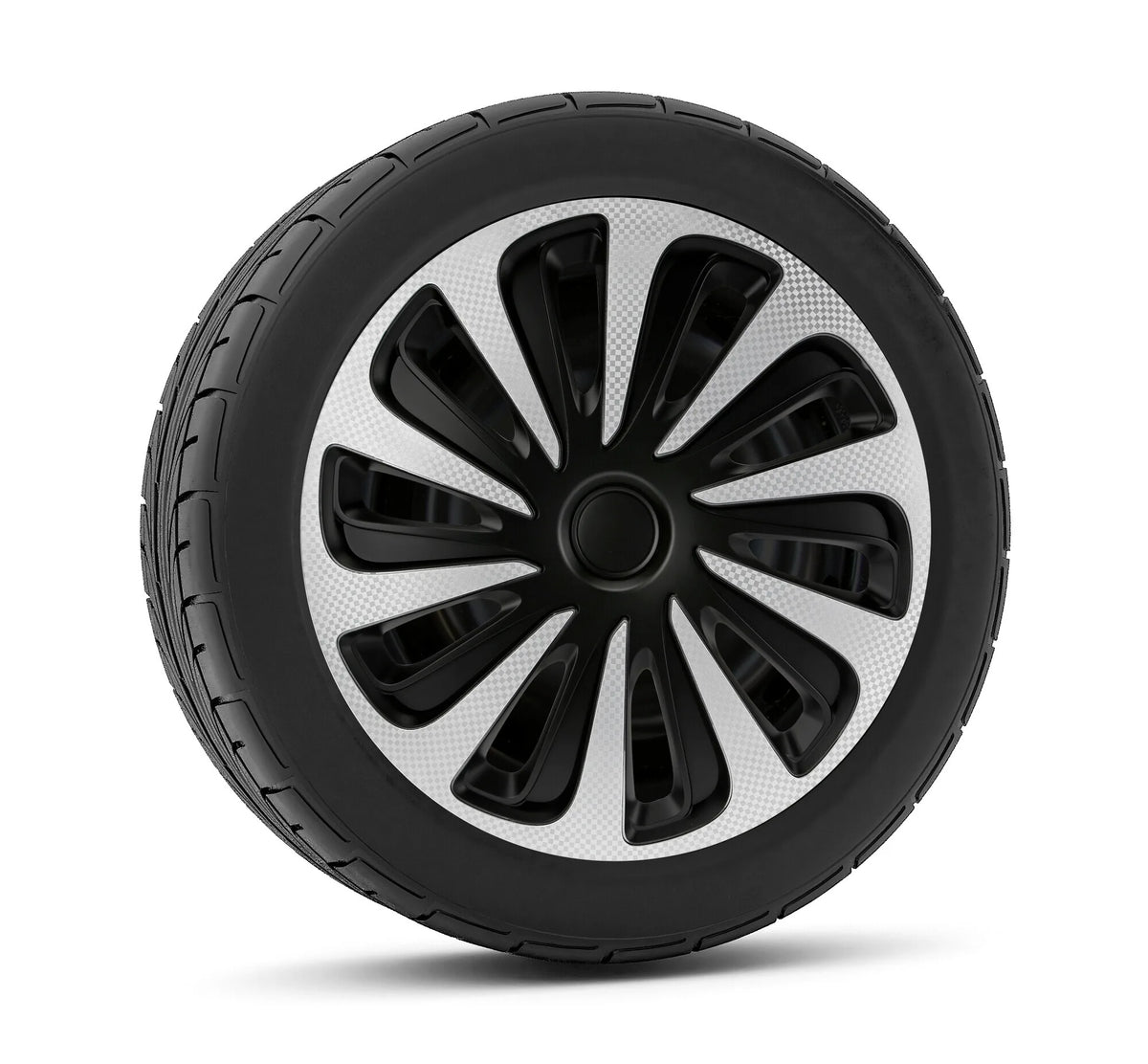Kojin Carbon Silver-Black - Set 4 copricerchi - Ø montato sul veicolo