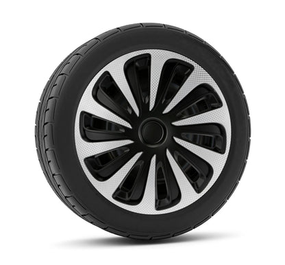 Kojin Carbon Silver-Black - Set 4 copricerchi - Ø montato sul veicolo