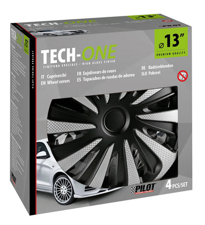 La confezione di Kojin Carbon Silver-Black - Set 4 copricerchi - Ø