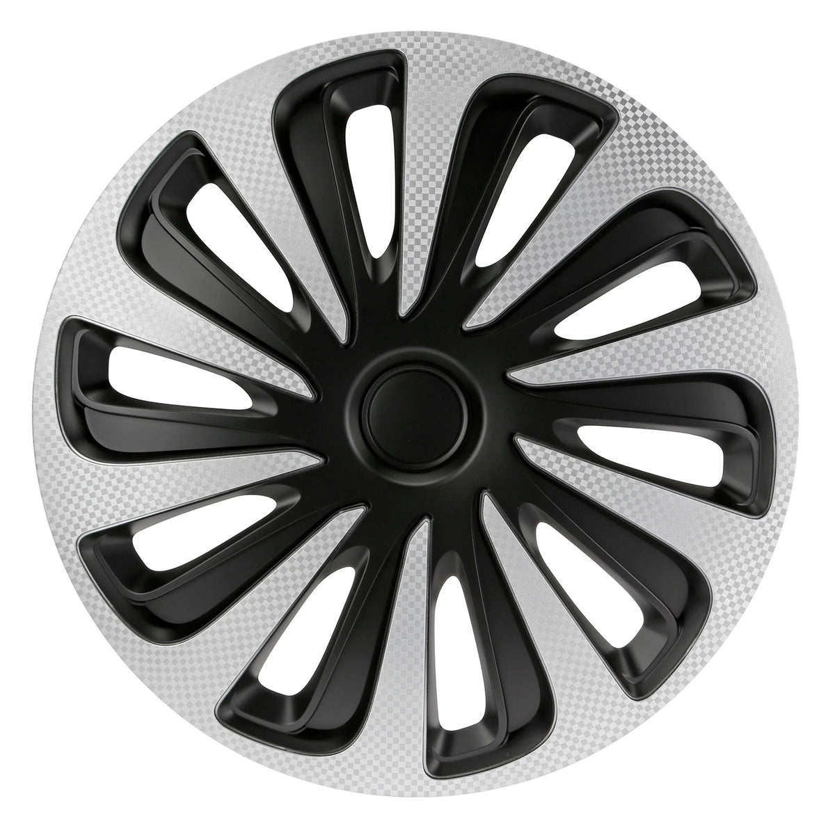 Kojin Carbon Silver-Black - Set 4 copricerchi - Ø — set 4 copricerchi In ABS, verniciatura doppio strato