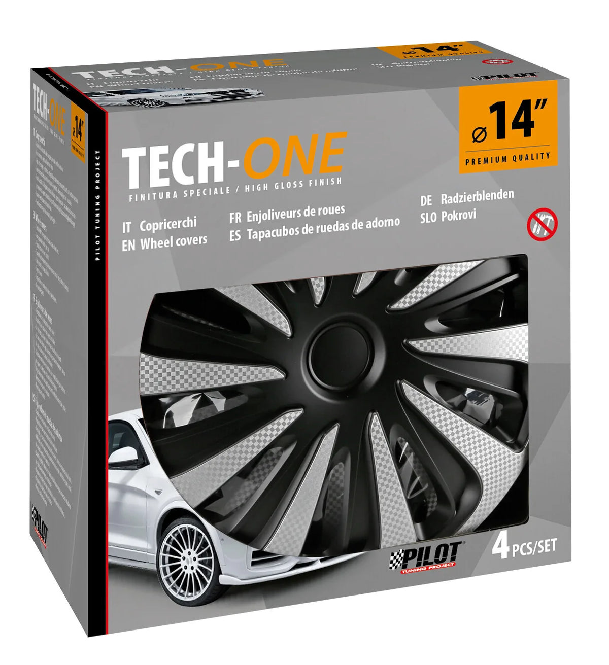 La confezione di Kojin Carbon Silver-Black - Set 4 copricerchi - Ø, vista 2