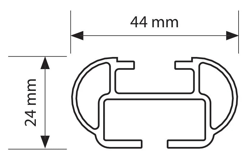 Disegno tecnico quotato di Kuma, set completo barre portatutto in alluminio, con le misure