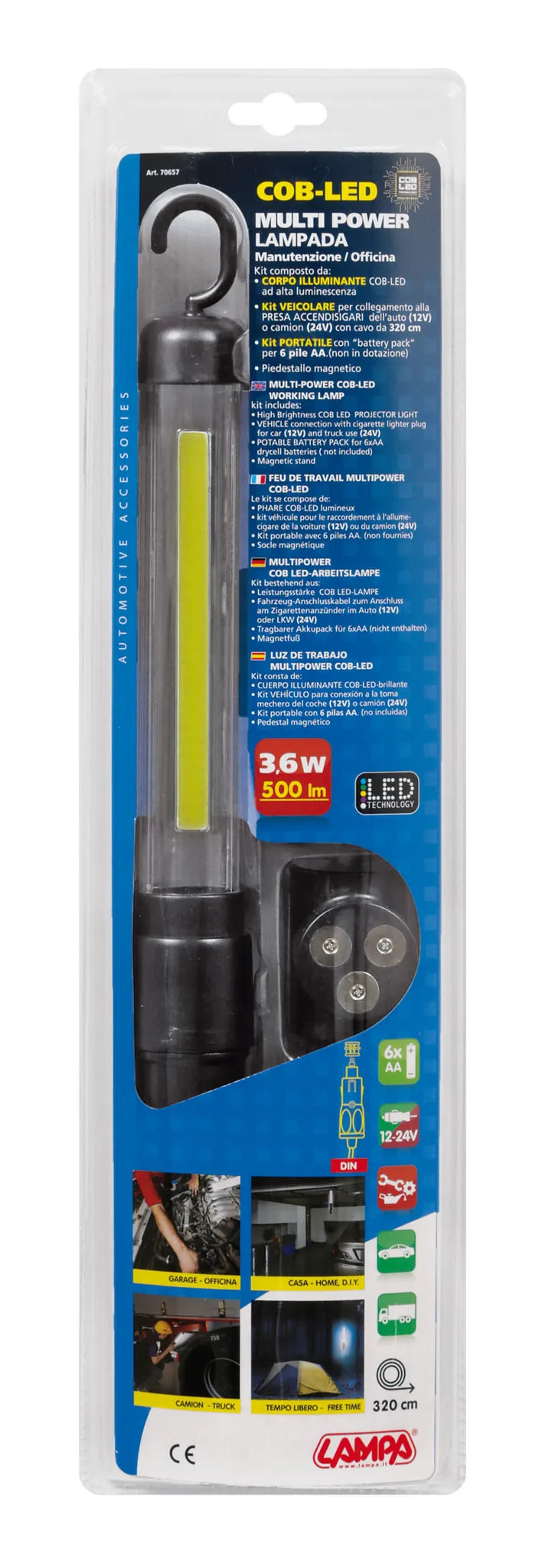 La confezione di Lampada da lavoro a LED COB