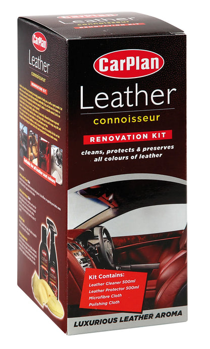 La confezione di Leather Connoisseur, kit proteggi / rinnova pelle