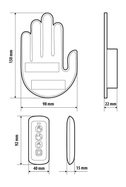 Disegno tecnico quotato di Led Hand Gestures, luce decorativa - 203 Led Smd, con le misure