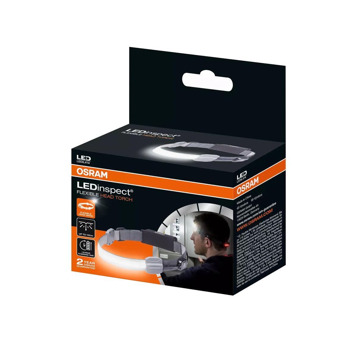 La confezione di LEDinspect FLEXIBLE HEAD TORCH, torcia frontale flessibile