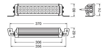 Disegno tecnico quotato di LEDriving Lightbar VX250-CB, con le misure
