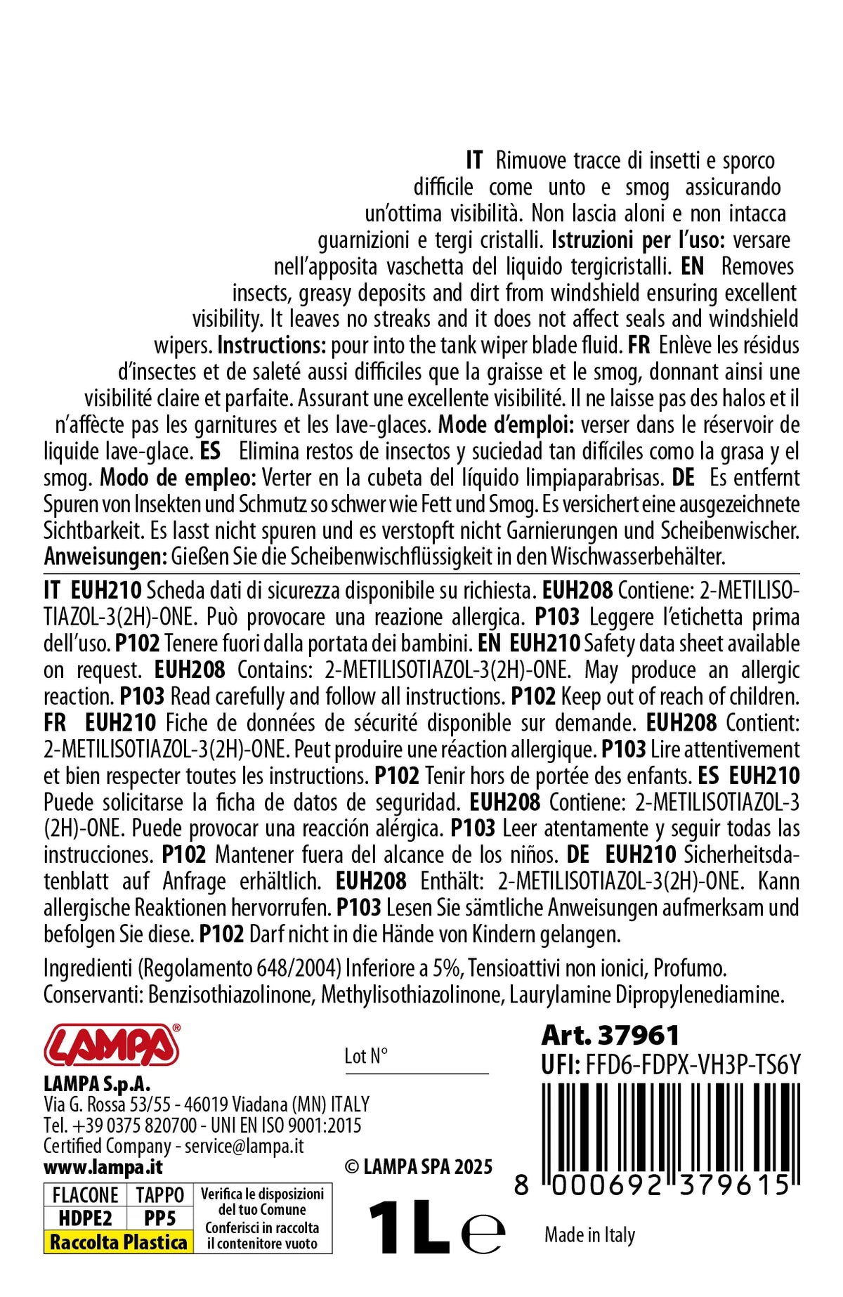 La confezione di Liquido lavavetro estivo profumato, pronto all'uso, vista 3