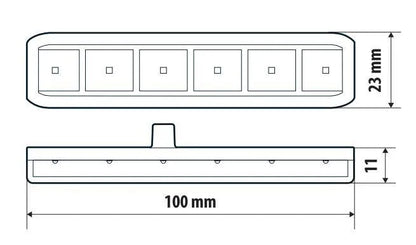 Disegno tecnico quotato di Luce di segnalazione multifunzione flessibile a 6 Led, con le misure