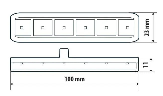 Disegno tecnico quotato di Luce di segnalazione multifunzione flessibile a 6 Led, con le misure