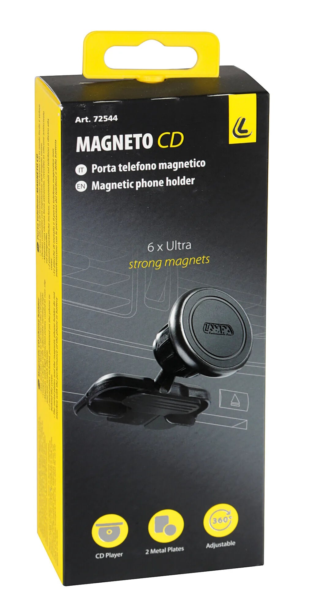 La confezione di Magneto CD, porta telefono magnetico