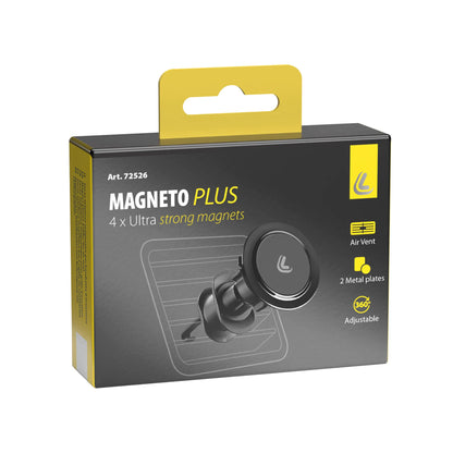 La confezione di Magneto Plus, porta telefono magnetico a clip