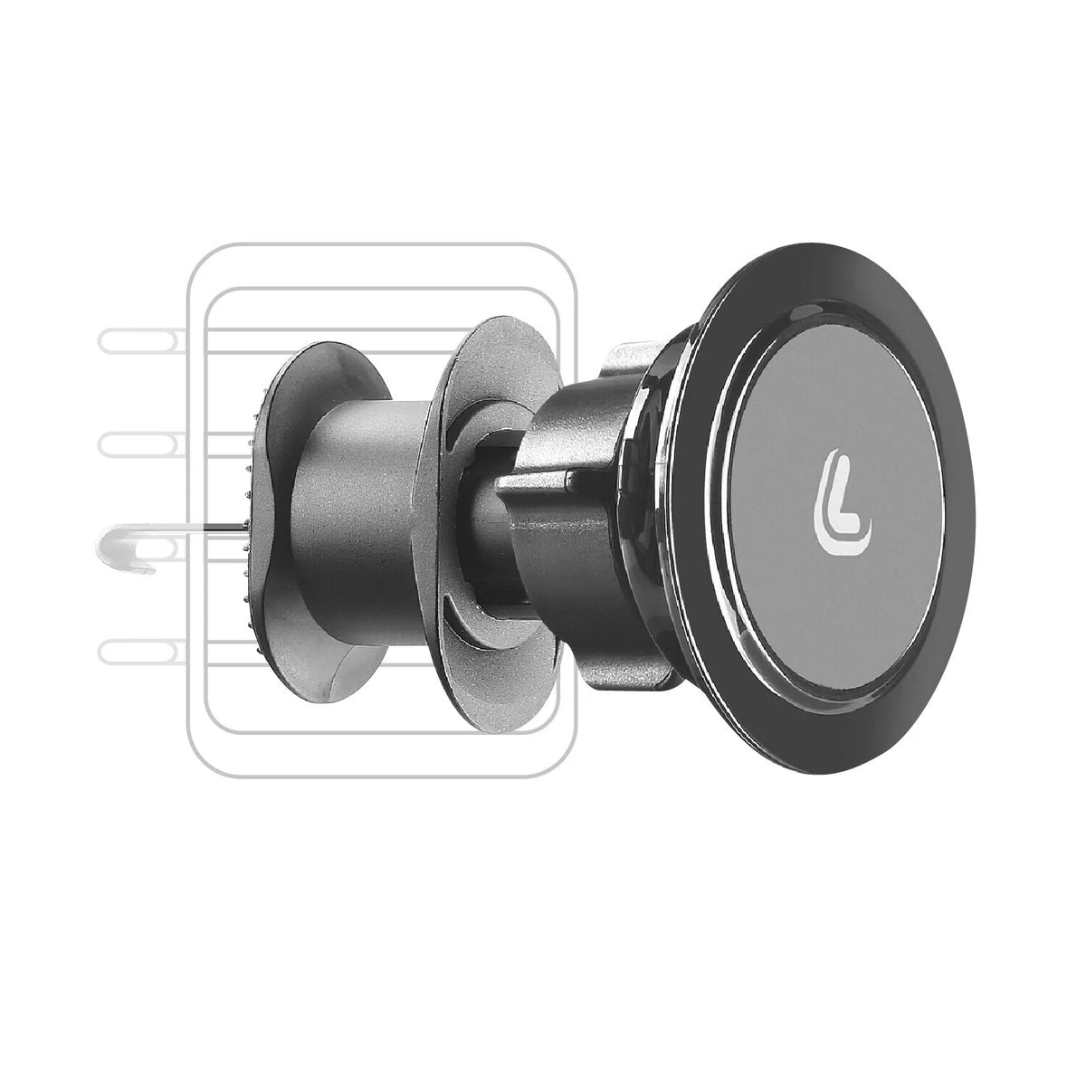 Magneto Plus, porta telefono magnetico a clip — struttura in alluminio con tappetino in silicone antigraffio