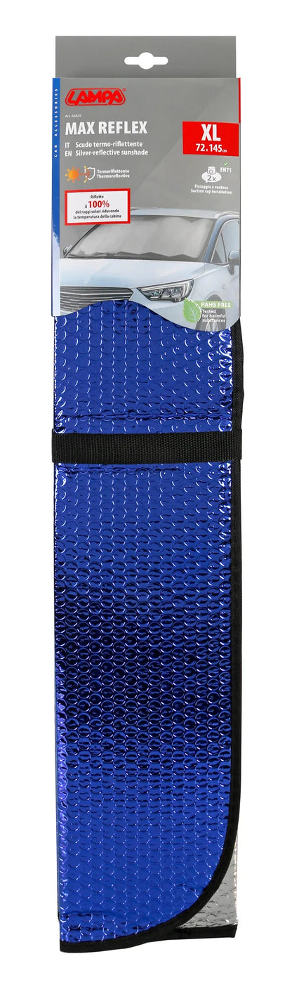 La confezione di Max-Reflex XL, scudo termo-riflettente bicolore doubleface
