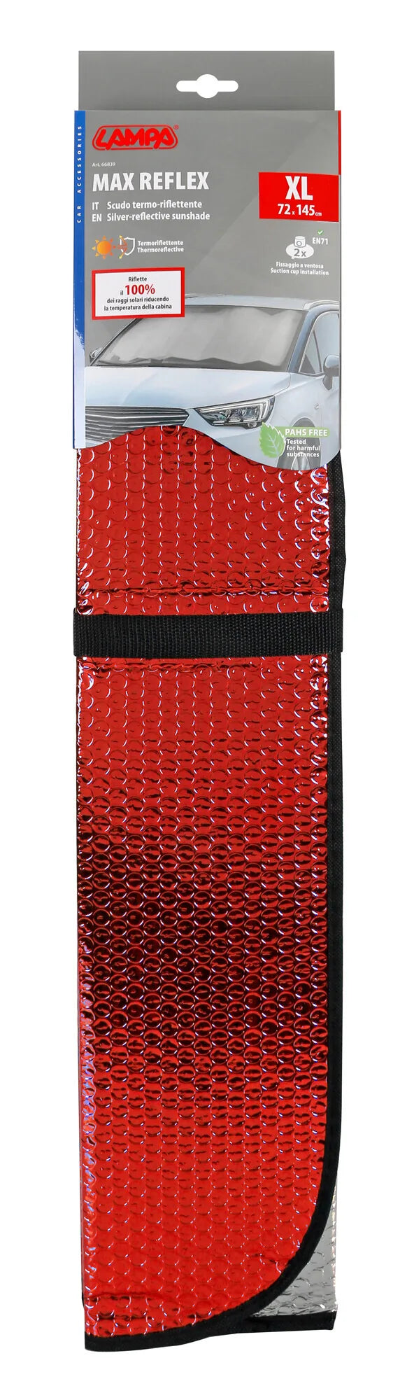 La confezione di Max-Reflex XL, scudo termo-riflettente bicolore doubleface