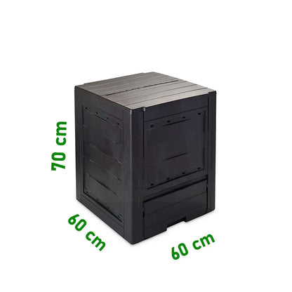 Compostiera da giardino 260 litri Nero Rifiuti organici Dim 60 x 60 x 73 cm TOOMAX      