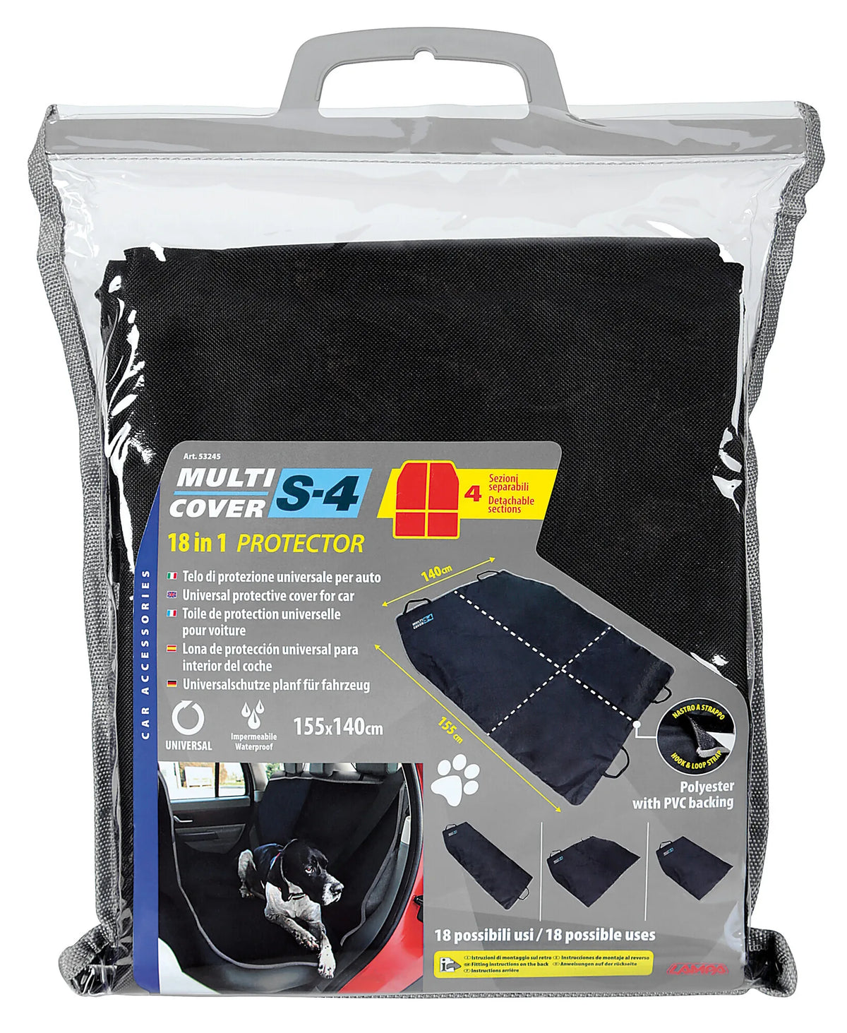 La confezione di Multi-cover S-4, telo di protezione universale per interno