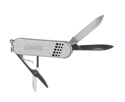 Multi Tools, coltelli multifunzione tascabili, espositore su fondo bianco, vista 7