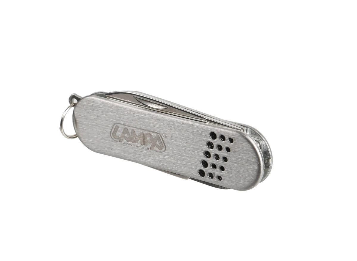 Multi Tools, coltelli multifunzione tascabili, espositore su fondo bianco, vista 6