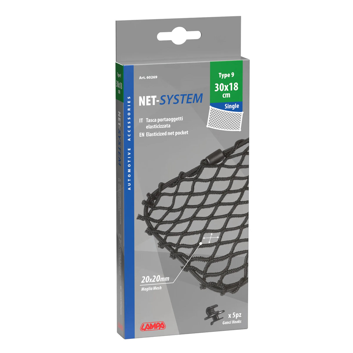 La confezione di Net-System-9, tasca a rete elasticizzata - 30x18 cm