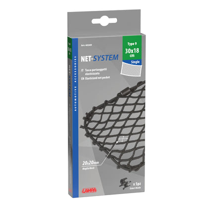 La confezione di Net-System-9, tasca a rete elasticizzata - 30x18 cm