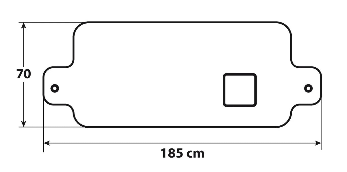 Disegno tecnico quotato di No-Frost, telo antibrina per parabrezza - 185x70 cm, con le misure