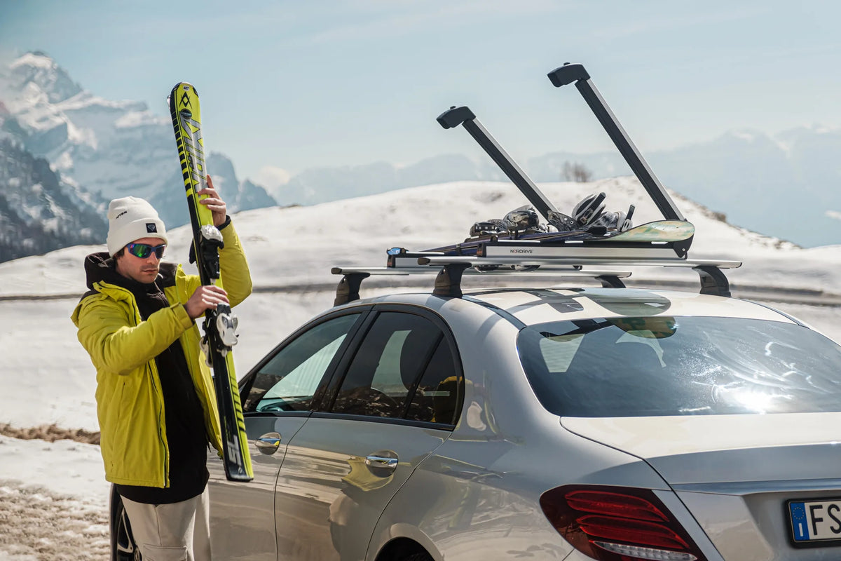 Nordic-King EVO aluminium NK-60, portasci per barre da tetto montato sul veicolo, vista 3